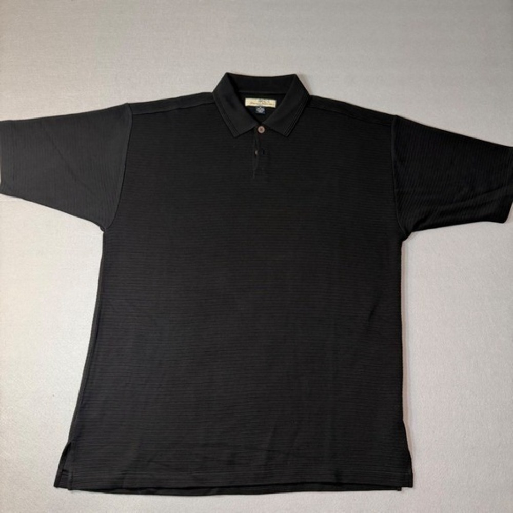 Tommy Bahama Business Casual Black Silk Cotton Ribbed Short Sleeve Polo Shirt M